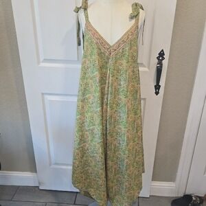 Royal Paisley Green Multi Harem Jumpsuit Boho Tie Strap V-Neck  NEW